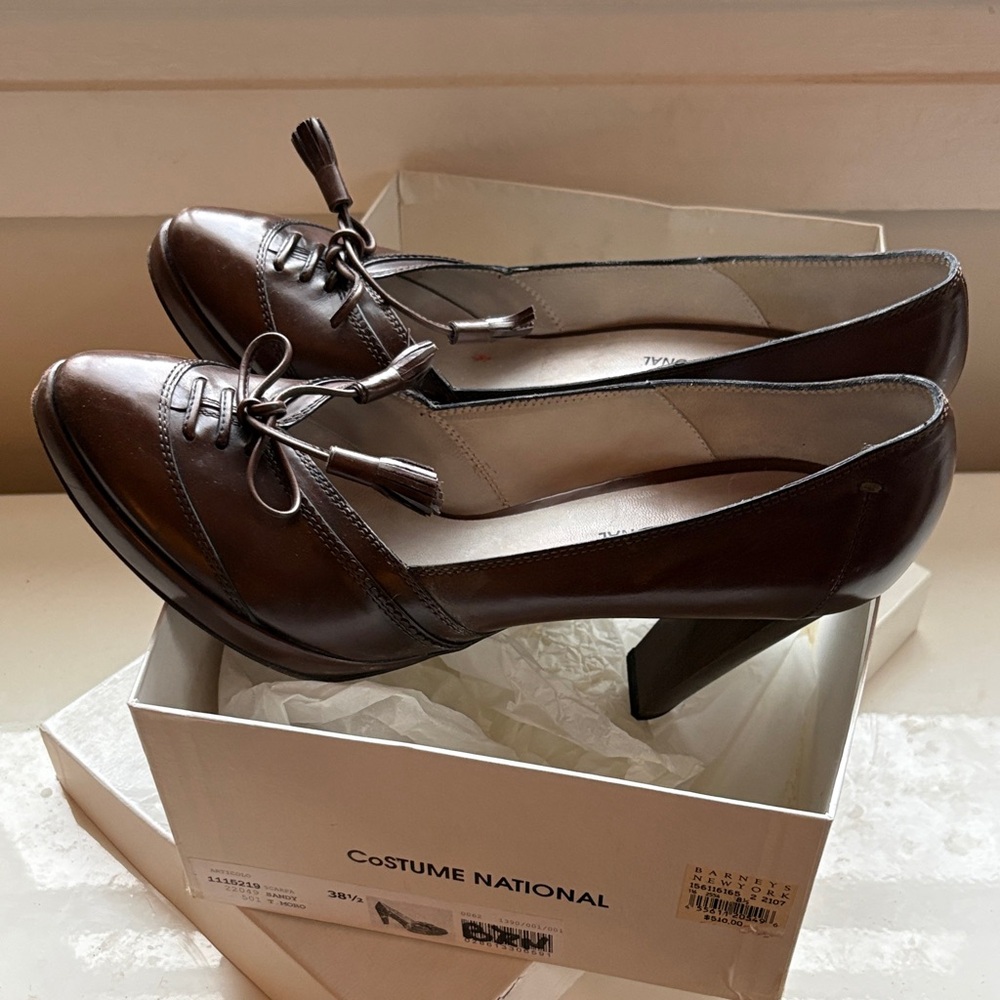Barney’s CNC Costume National Dark Brown Leather Heels